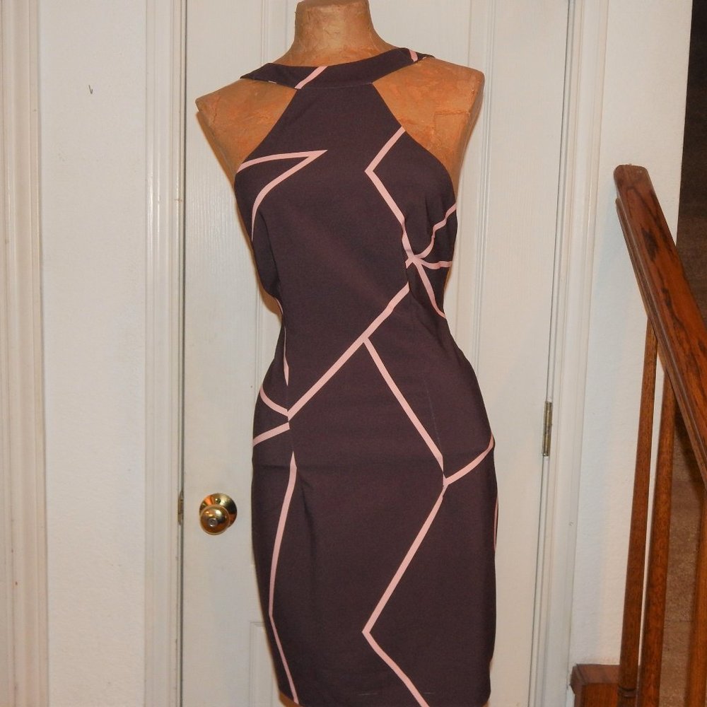 NWT $145 FINDERS Geo Print Go Now Brown Dress XS 2